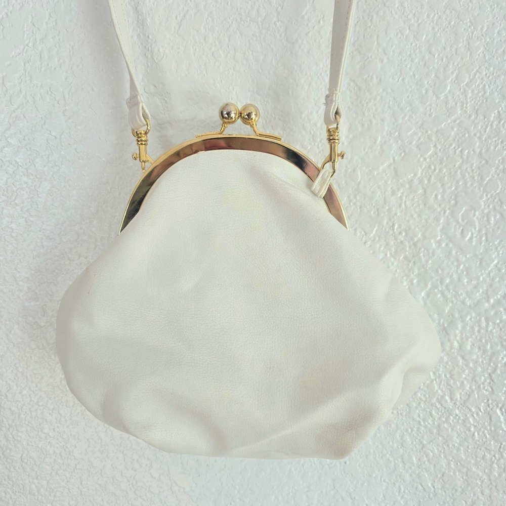 Laura Scott White Kiss Lock Evening Clutch Bag Small Shoulder Purse